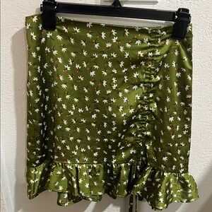 Lulu's Olive Floral Mini Skirt